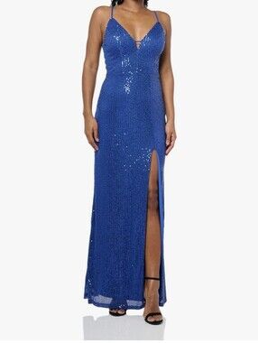 Speechless Royal Blue Sequin Spaghetti-Strap Maxi Dress